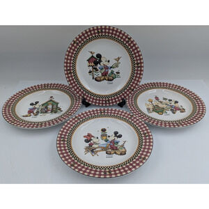 Disney Mickey's Garden Plates Salad Dessert Set of 4 Debbie Mumm Sakura
